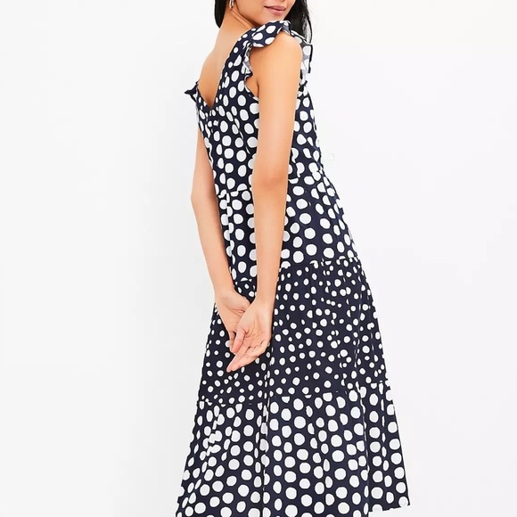 Loft Dotted Flutter Sleeve V-neck Midi Dress - Picture 10 of 10